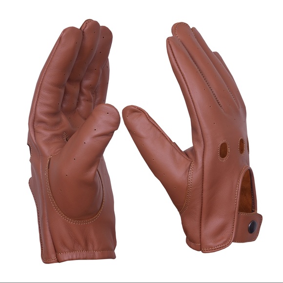 Men leather driving gloves saddle tan - Picture 5 of 5